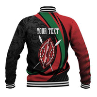 Kenya Mashujaa Day Personalized Baseball Jacket Lion Warrior with Masai Shield LT7 - Wonder Print Shop