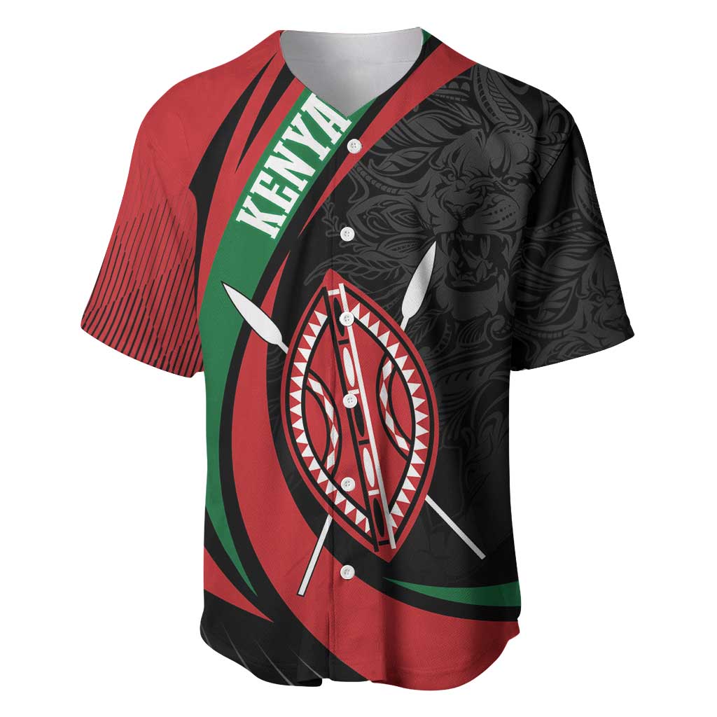 Kenya Mashujaa Day Personalized Baseball Jersey Lion Warrior with Masai Shield LT7 - Wonder Print Shop