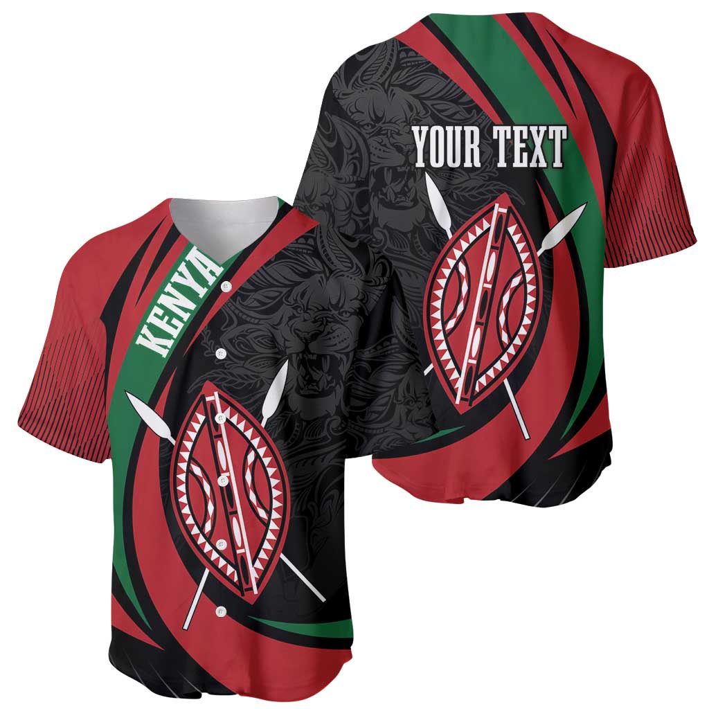 Kenya Mashujaa Day Personalized Baseball Jersey Lion Warrior with Masai Shield LT7 - Wonder Print Shop