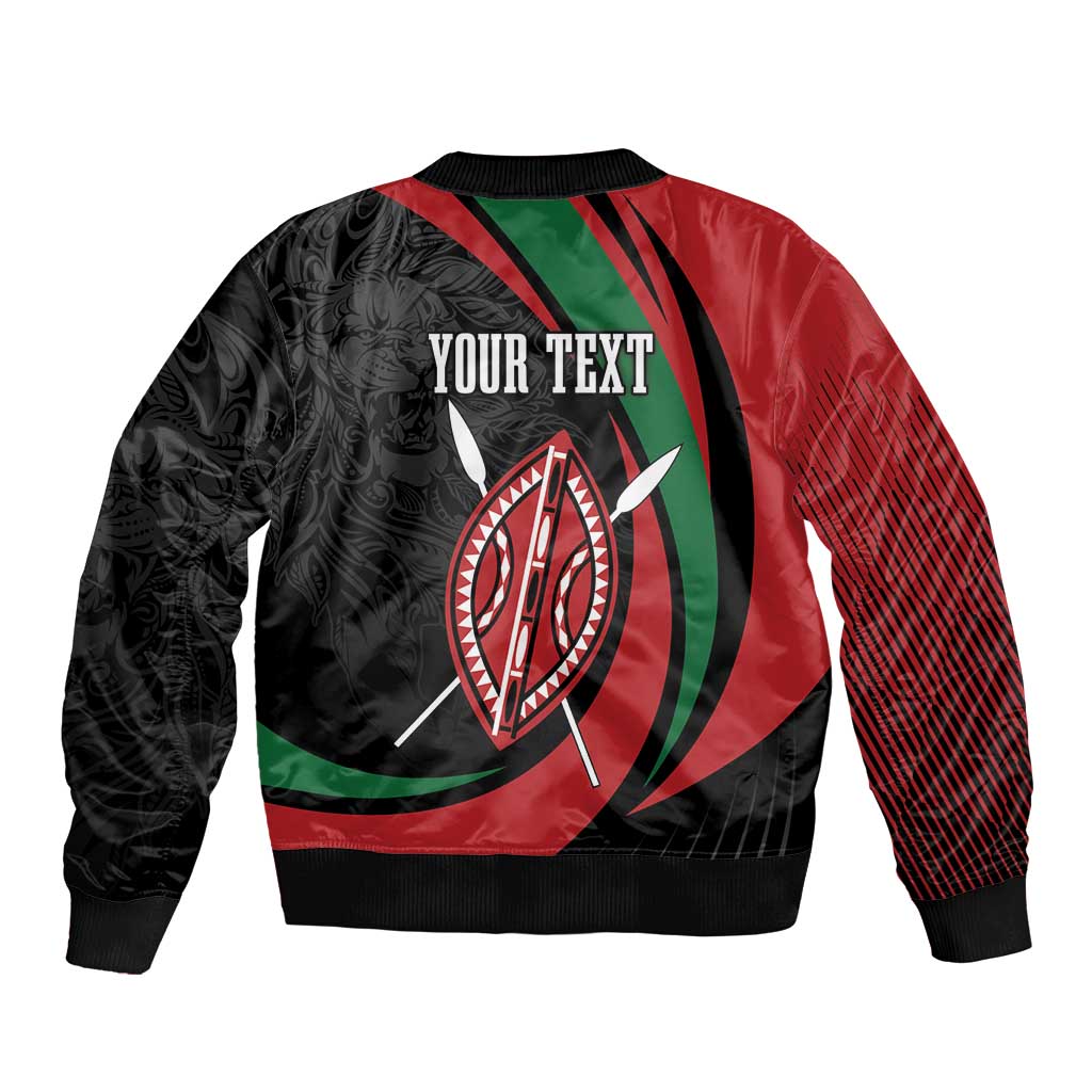 Kenya Mashujaa Day Personalized Bomber Jacket Lion Warrior with Masai Shield LT7 - Wonder Print Shop