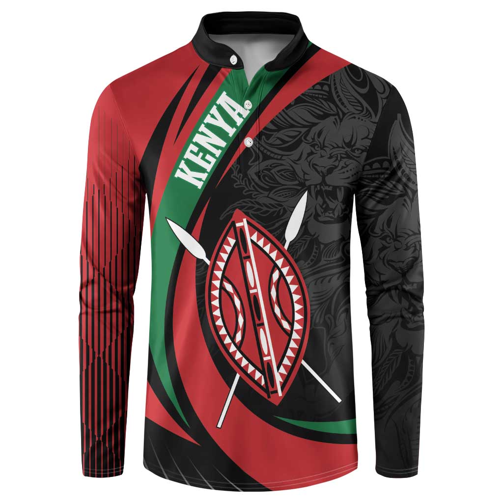 Kenya Mashujaa Day Personalized Button Sweatshirt Lion Warrior with Masai Shield LT7 - Wonder Print Shop