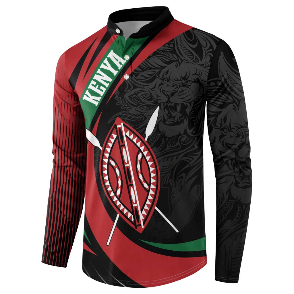 Kenya Mashujaa Day Personalized Button Sweatshirt Lion Warrior with Masai Shield LT7 - Wonder Print Shop