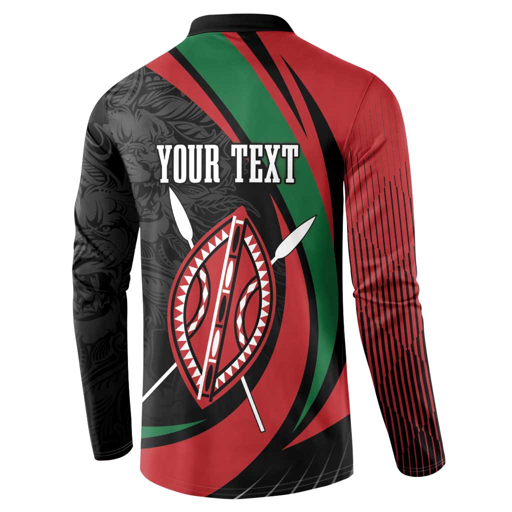 Kenya Mashujaa Day Personalized Button Sweatshirt Lion Warrior with Masai Shield LT7 - Wonder Print Shop