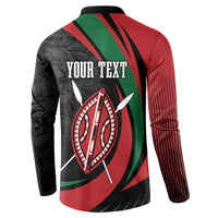 Kenya Mashujaa Day Personalized Button Sweatshirt Lion Warrior with Masai Shield LT7 - Wonder Print Shop