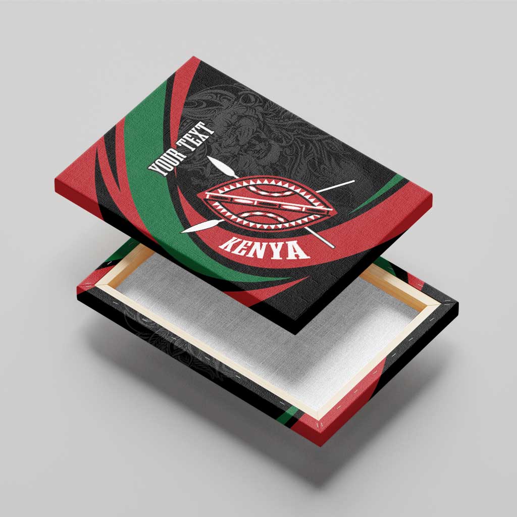 Kenya Mashujaa Day Personalized Canvas Wall Art Lion Warrior with Masai Shield LT7 - Wonder Print Shop