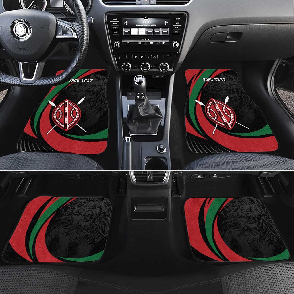 Kenya Mashujaa Day Personalized Car Mats Lion Warrior with Masai Shield LT7 - Wonder Print Shop