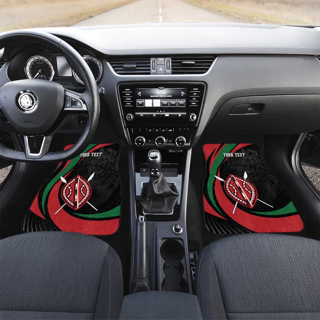 Kenya Mashujaa Day Personalized Car Mats Lion Warrior with Masai Shield LT7 - Wonder Print Shop