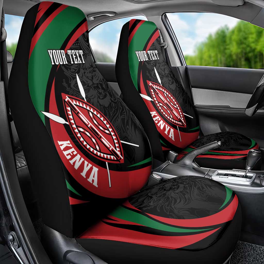 Kenya Mashujaa Day Personalized Car Seat Cover Lion Warrior with Masai Shield LT7 - Wonder Print Shop