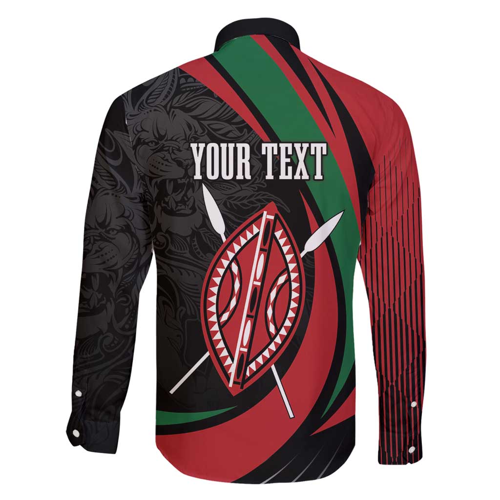Kenya Mashujaa Day Personalized Family Matching Long Sleeve Bodycon Dress and Hawaiian Shirt Lion Warrior with Masai Shield LT7 - Wonder Print Shop
