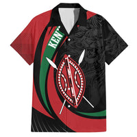 Kenya Mashujaa Day Personalized Family Matching Short Sleeve Bodycon Dress and Hawaiian Shirt Lion Warrior with Masai Shield - Wonder Print Shop