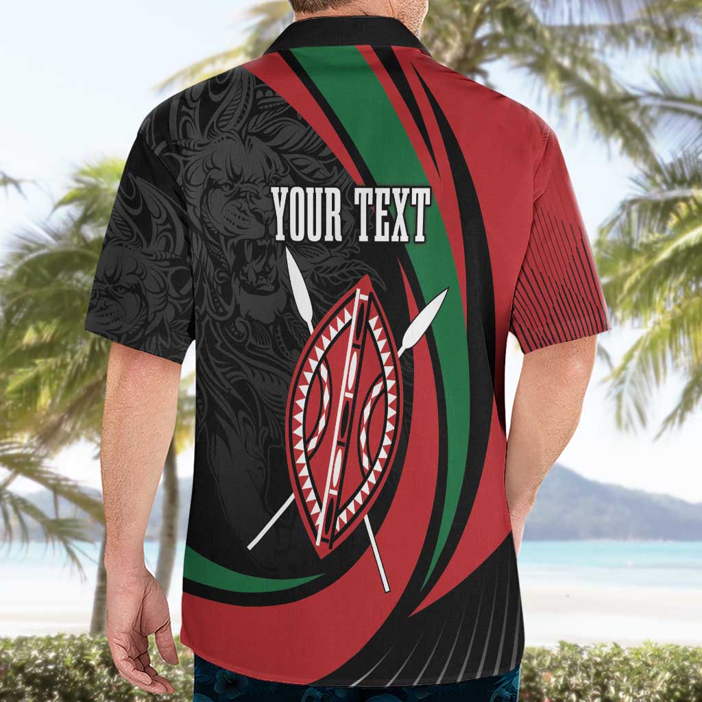 Kenya Mashujaa Day Personalized Hawaiian Shirt Lion Warrior with Masai Shield - Wonder Print Shop