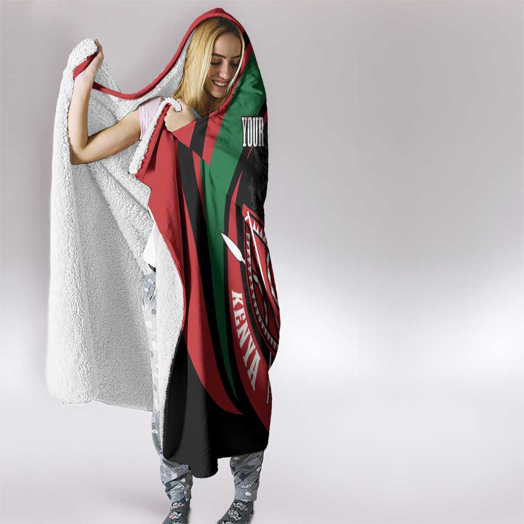 Kenya Mashujaa Day Personalized Hooded Blanket Lion Warrior with Masai Shield