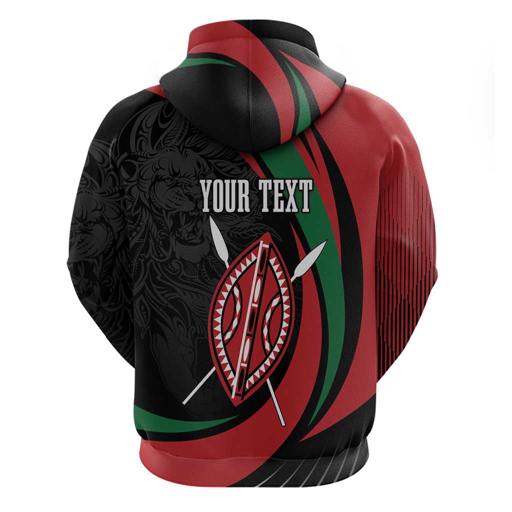 Kenya Mashujaa Day Personalized Hoodie Lion Warrior with Masai Shield - Wonder Print Shop