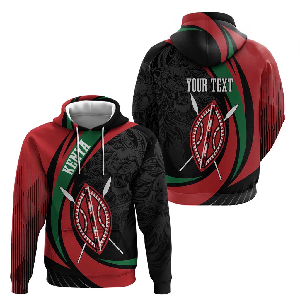 Kenya Mashujaa Day Personalized Hoodie Lion Warrior with Masai Shield - Wonder Print Shop