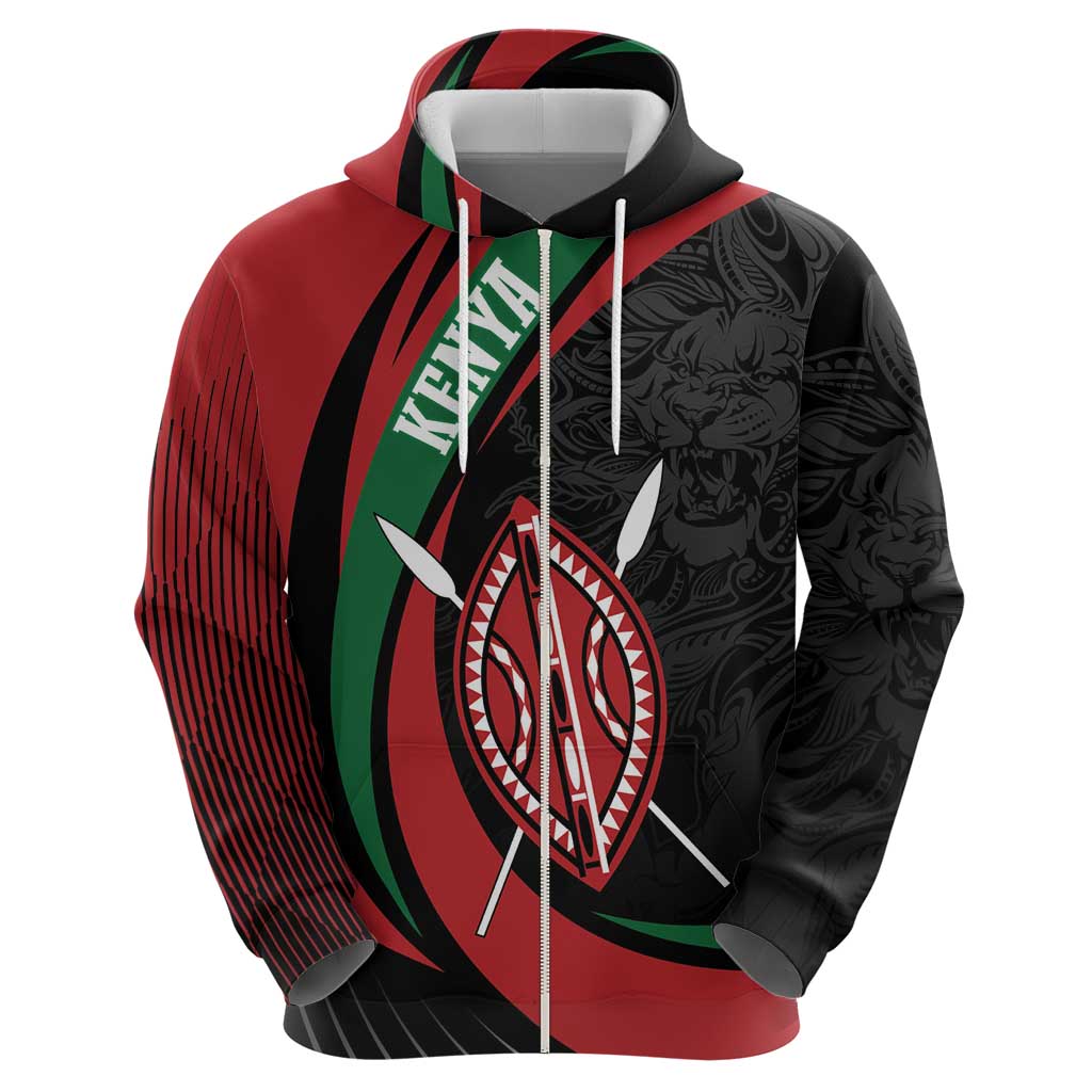 Kenya Mashujaa Day Personalized Hoodie Lion Warrior with Masai Shield - Wonder Print Shop