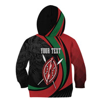 Kenya Mashujaa Day Personalized Kid Hoodie Lion Warrior with Masai Shield - Wonder Print Shop