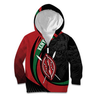 Kenya Mashujaa Day Personalized Kid Hoodie Lion Warrior with Masai Shield - Wonder Print Shop