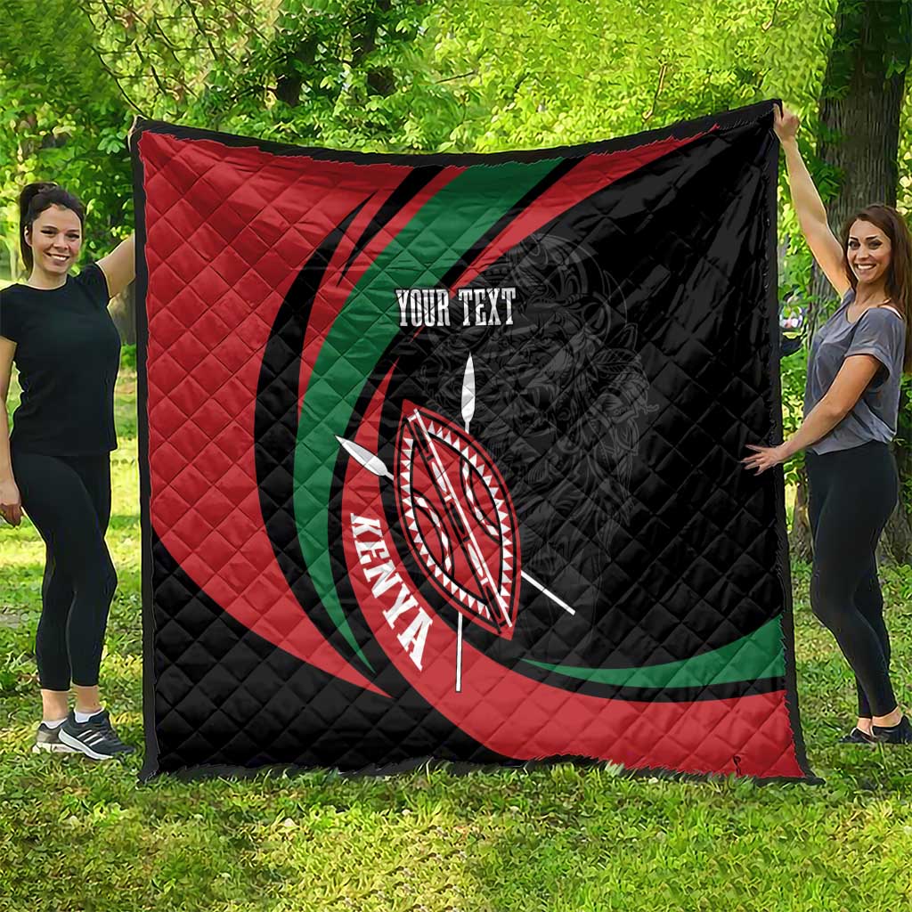 Kenya Mashujaa Day Personalized Quilt Lion Warrior with Masai Shield - Wonder Print Shop