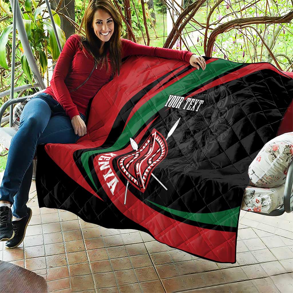 Kenya Mashujaa Day Personalized Quilt Lion Warrior with Masai Shield - Wonder Print Shop