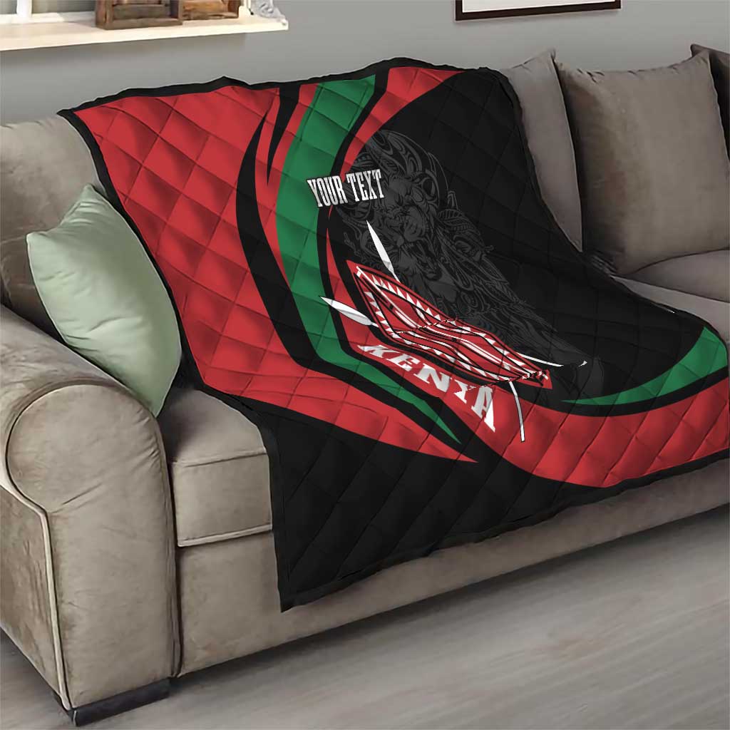 Kenya Mashujaa Day Personalized Quilt Lion Warrior with Masai Shield - Wonder Print Shop