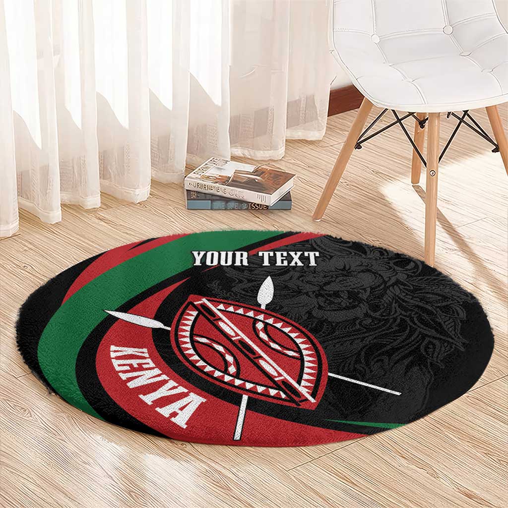 Kenya Mashujaa Day Personalized Round Carpet Lion Warrior with Masai Shield
