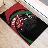 Kenya Mashujaa Day Personalized Rubber Doormat Lion Warrior with Masai Shield - Wonder Print Shop