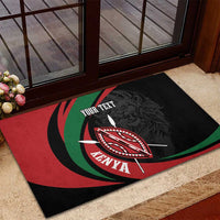 Kenya Mashujaa Day Personalized Rubber Doormat Lion Warrior with Masai Shield - Wonder Print Shop