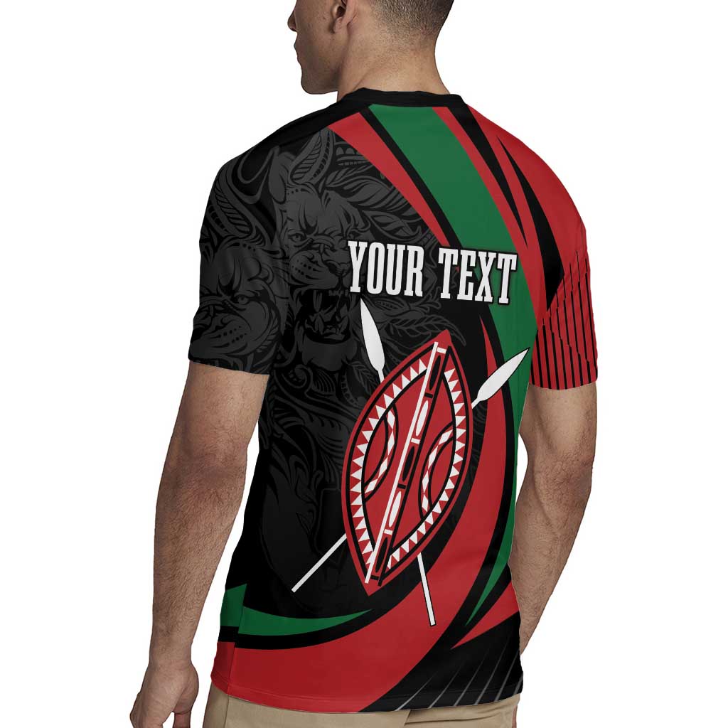 Kenya Mashujaa Day Personalized Rugby Jersey Lion Warrior with Masai Shield - Wonder Print Shop
