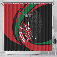 Kenya Mashujaa Day Personalized Shower Curtain Lion Warrior with Masai Shield