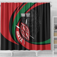 Kenya Mashujaa Day Personalized Shower Curtain Lion Warrior with Masai Shield