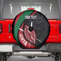 Kenya Mashujaa Day Personalized Spare Tire Cover Lion Warrior with Masai Shield - Wonder Print Shop
