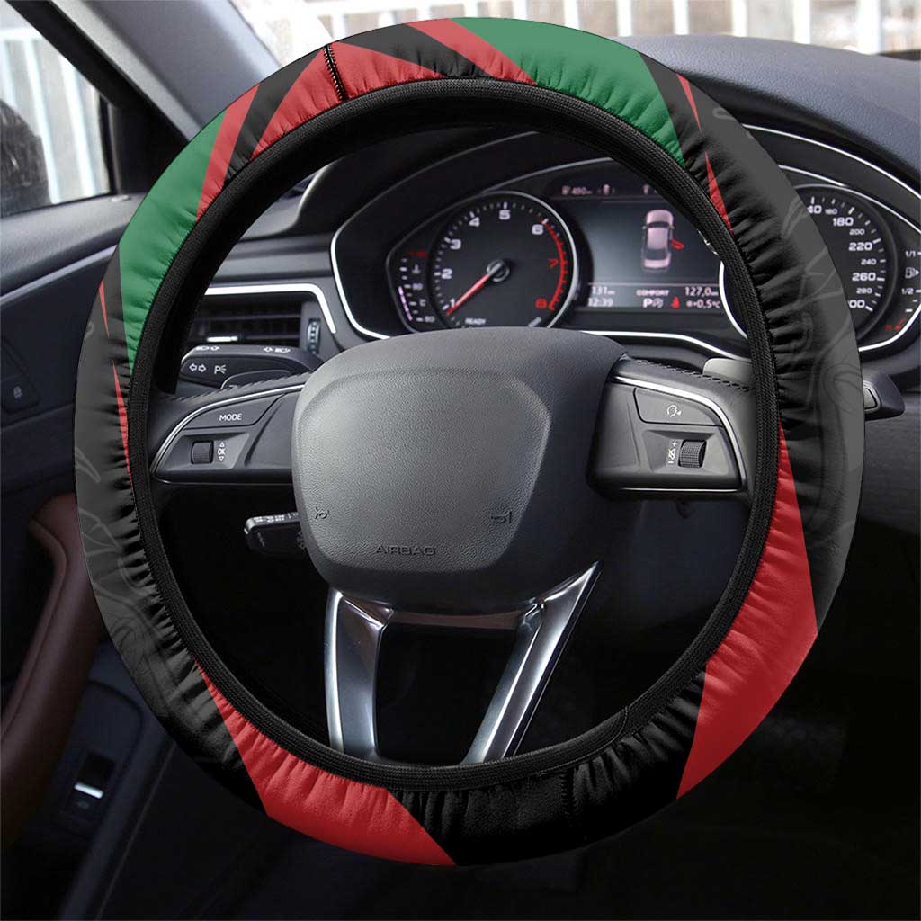 Kenya Mashujaa Day Steering Wheel Cover Lion Warrior with Masai Shield - Wonder Print Shop