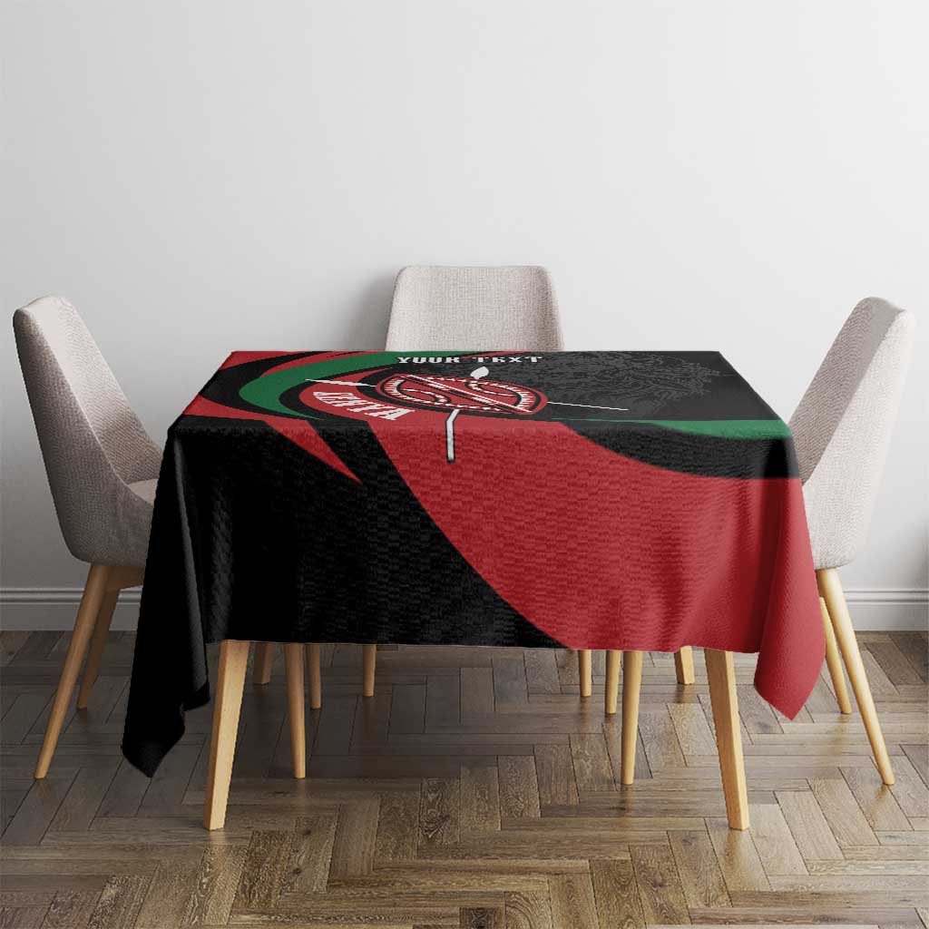 Kenya Mashujaa Day Personalized Tablecloth Lion Warrior with Masai Shield - Wonder Print Shop