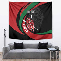 Kenya Mashujaa Day Personalized Tapestry Lion Warrior with Masai Shield - Wonder Print Shop