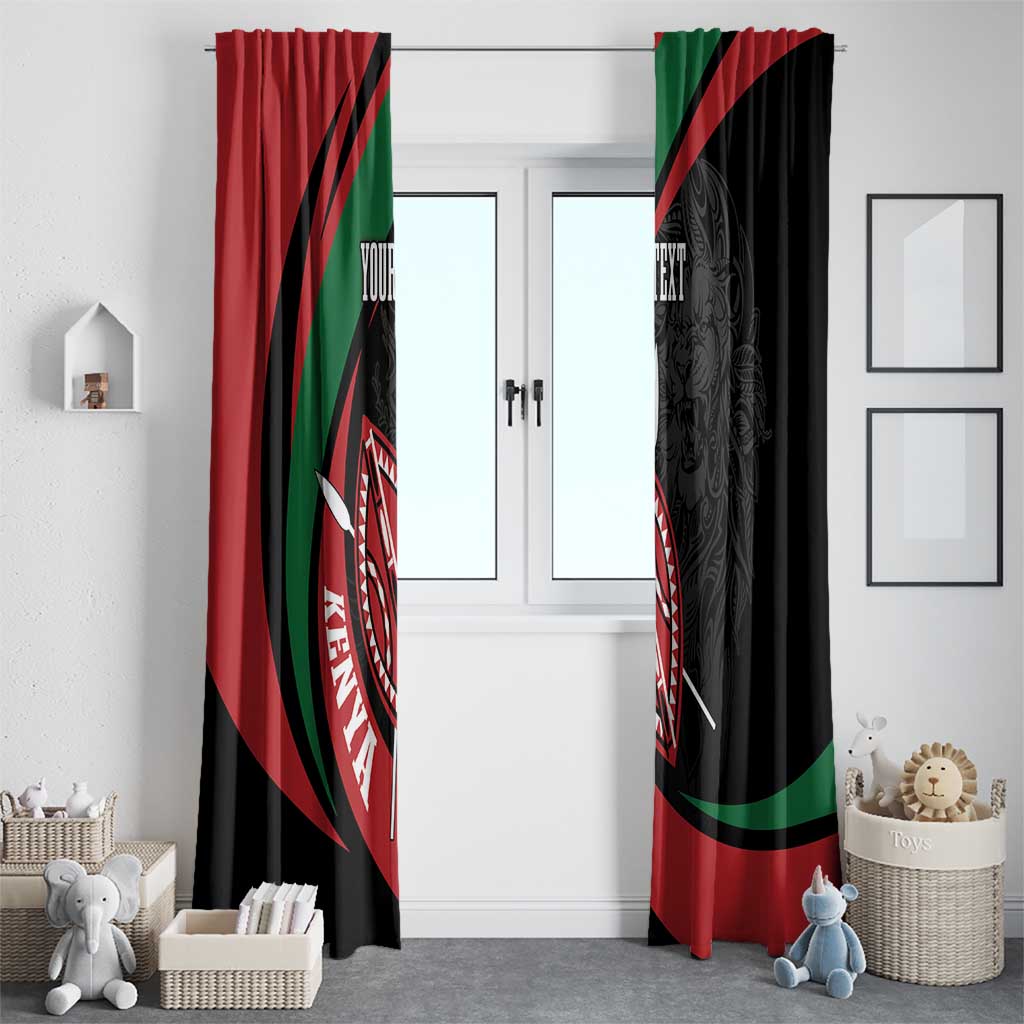 Kenya Mashujaa Day Personalized Window Curtain Lion Warrior with Masai Shield - Wonder Print Shop