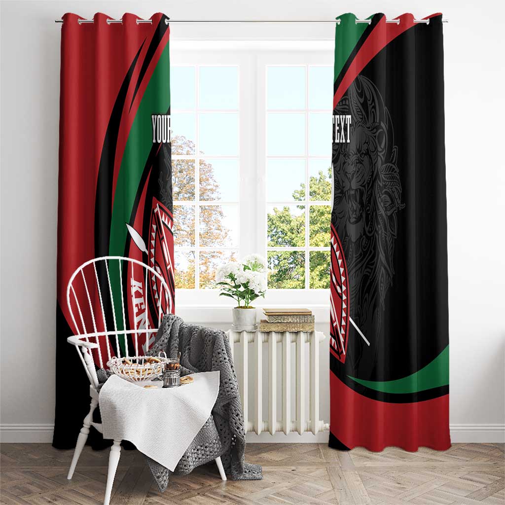 Kenya Mashujaa Day Personalized Window Curtain Lion Warrior with Masai Shield - Wonder Print Shop