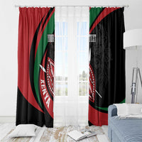 Kenya Mashujaa Day Personalized Window Curtain Lion Warrior with Masai Shield - Wonder Print Shop