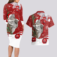Australia Christmas Couples Matching Long Sleeve Bodycon Dress and Hawaiian Shirt Santa Koala Ver02 LT7 - Wonder Print Shop