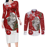 Australia Christmas Couples Matching Long Sleeve Bodycon Dress and Long Sleeve Button Shirt Santa Koala Ver02 LT7 - Wonder Print Shop