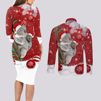 Australia Christmas Couples Matching Long Sleeve Bodycon Dress and Long Sleeve Button Shirt Santa Koala Ver02 LT7 - Wonder Print Shop