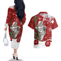 Australia Christmas Couples Matching Off The Shoulder Long Sleeve Dress and Hawaiian Shirt Santa Koala Ver02 LT7 - Wonder Print Shop