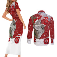 Australia Christmas Couples Matching Short Sleeve Bodycon Dress and Long Sleeve Button Shirt Santa Koala Ver02 LT7 - Wonder Print Shop