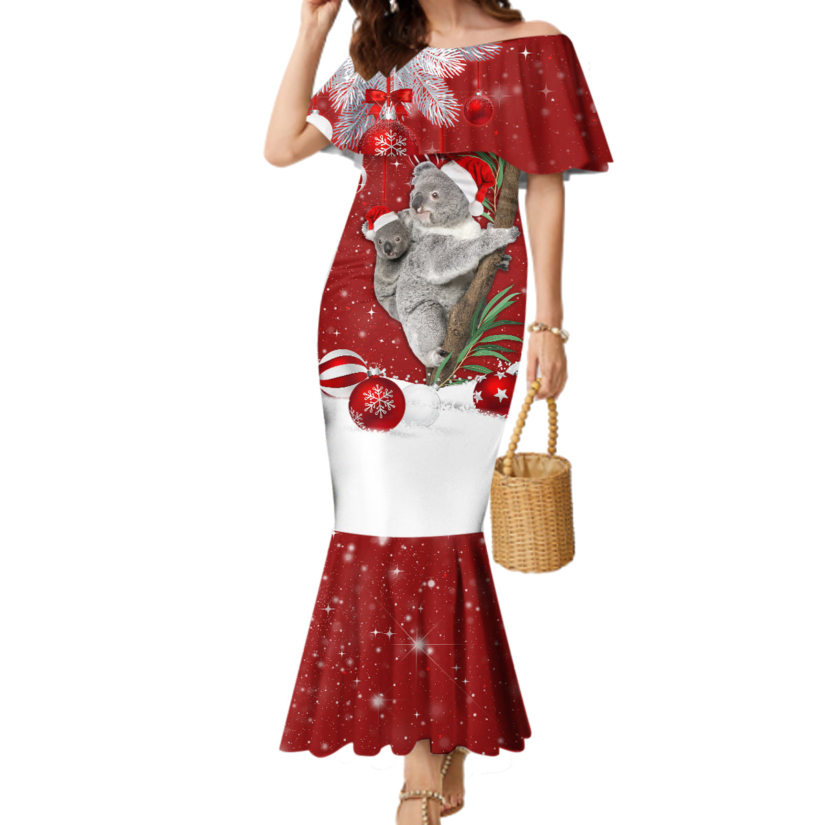 Australia Christmas Family Matching Mermaid Dress and Hawaiian Shirt Santa Koala Ver02 LT7 - Wonder Print Shop