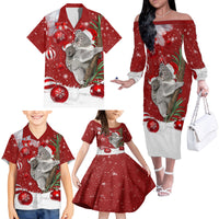 Australia Christmas Family Matching Off Shoulder Long Sleeve Dress and Hawaiian Shirt Santa Koala Ver02 - Wonder Print Shop