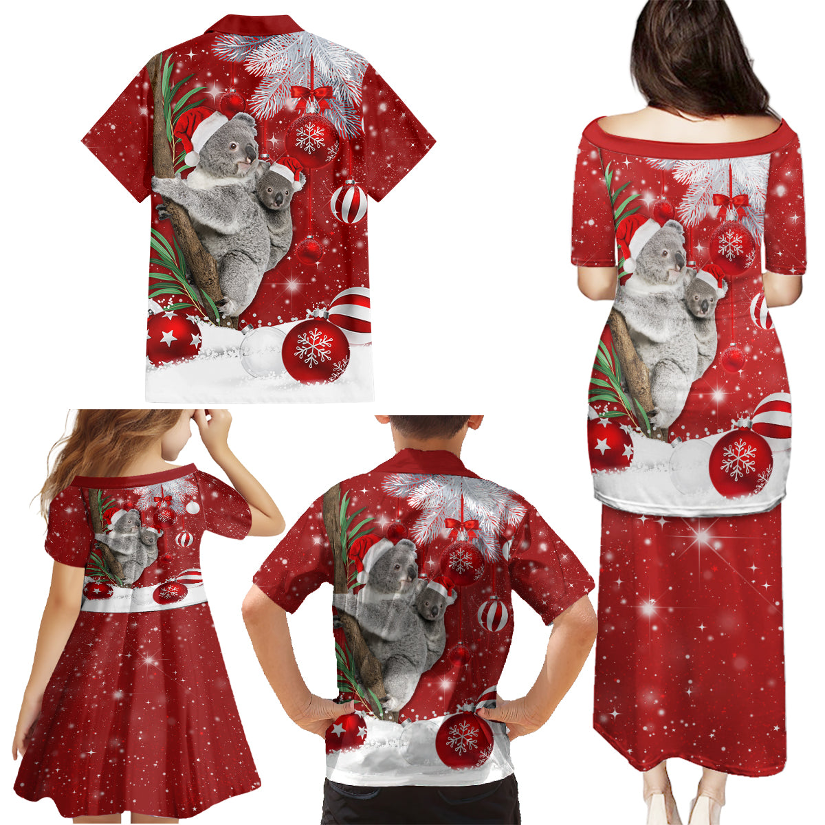 Australia Christmas Family Matching Puletasi Dress and Hawaiian Shirt Santa Koala Ver02 - Wonder Print Shop