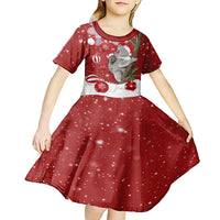 Australia Christmas Kid Short Sleeve Dress Santa Koala Ver02 - Wonder Print Shop