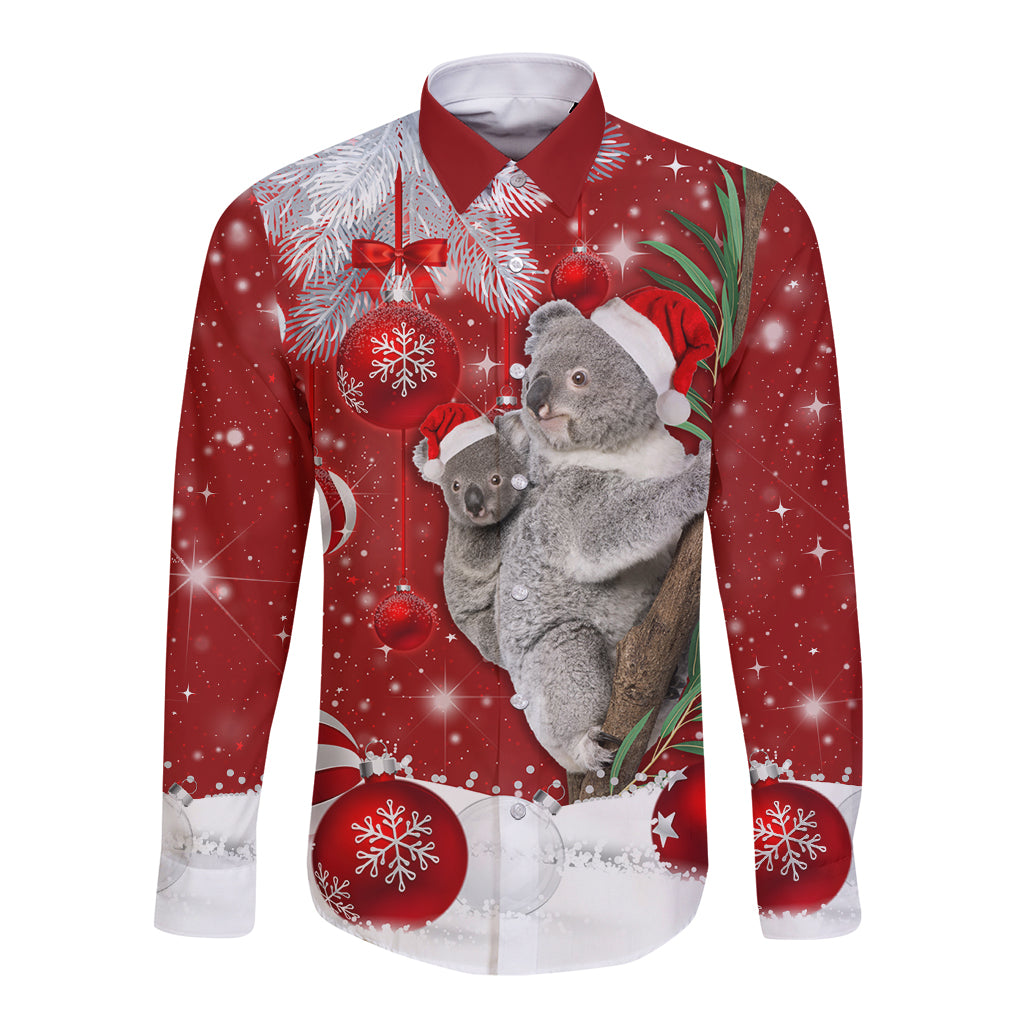 Australia Christmas Long Sleeve Button Shirt Santa Koala Ver02 - Wonder Print Shop