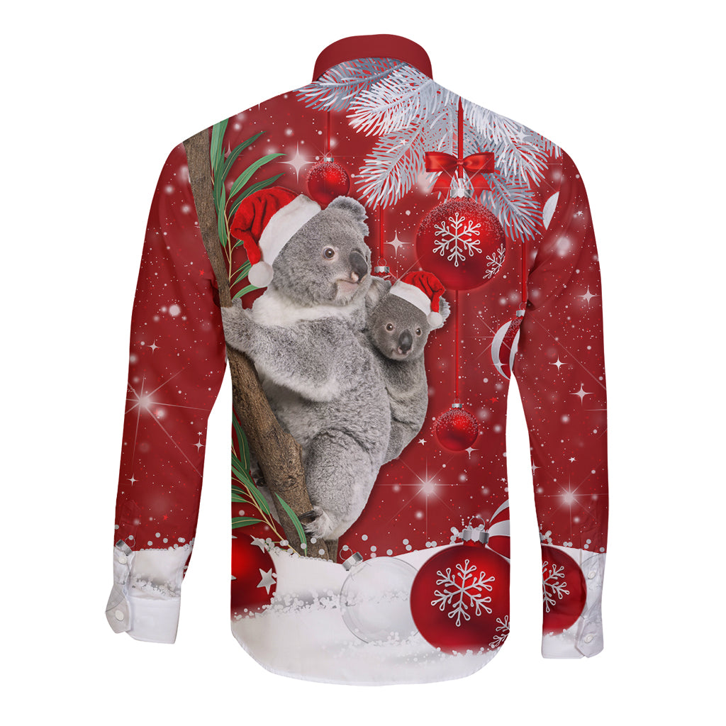 Australia Christmas Long Sleeve Button Shirt Santa Koala Ver02 - Wonder Print Shop