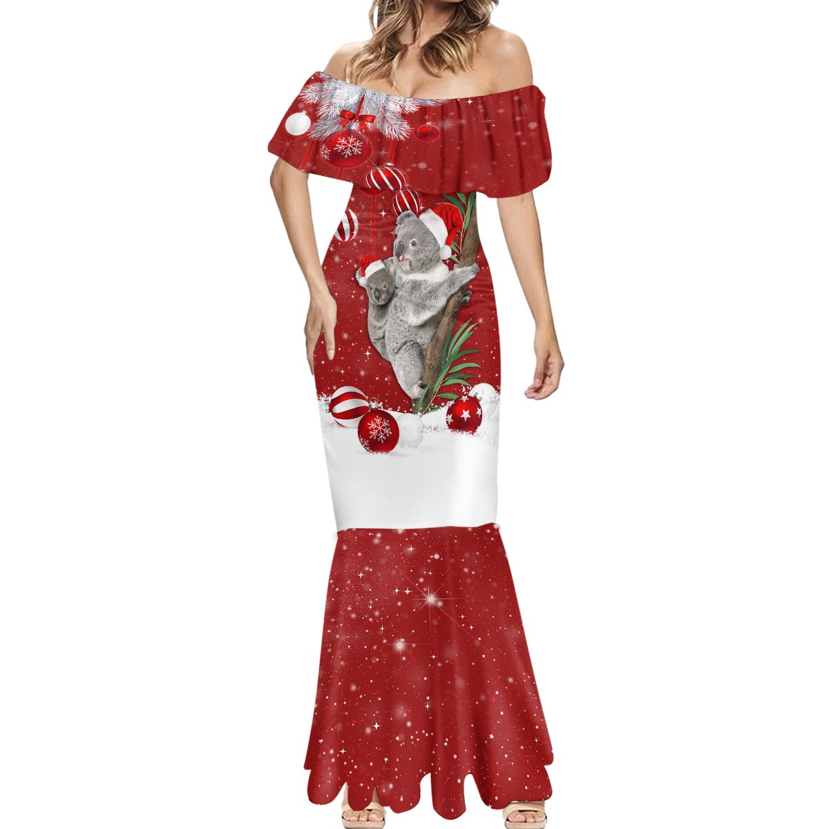 Australia Christmas Mermaid Dress Santa Koala Ver02 - Wonder Print Shop