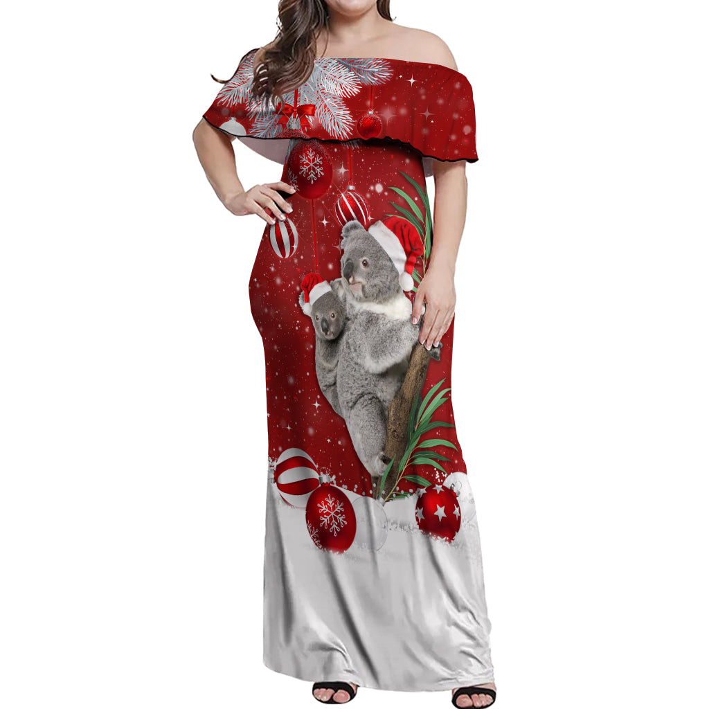 Australia Christmas Off Shoulder Maxi Dress Santa Koala Ver02 - Wonder Print Shop